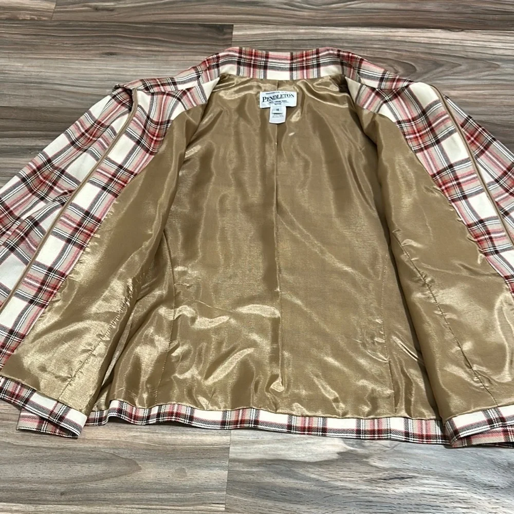 Pendleton vintage 100% wool plaid full zip blazer in size 16 petite